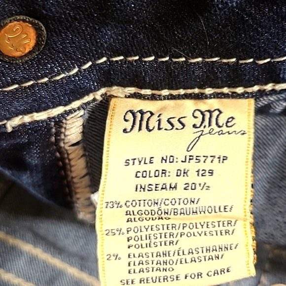 MISS ME VINTAGE WOMEN'S 27x21 BLUE INDIGO JP5771P CUFFED FADED GIRLS DENIM JEANS - Picture 7 of 8